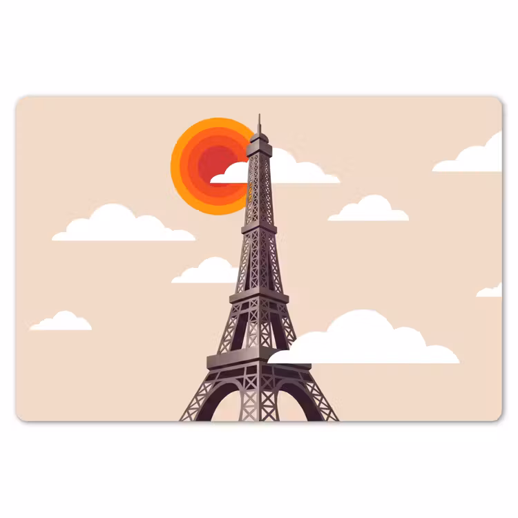 Placemat - 6 stuks - Eiffeltoren - Zon - Architectuur - Abstract - Beige — 7