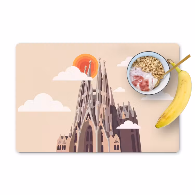 Placemat - 6 stuks - Gebouw - Torens - Architectuur - Abstract - Zonsondergang — 1