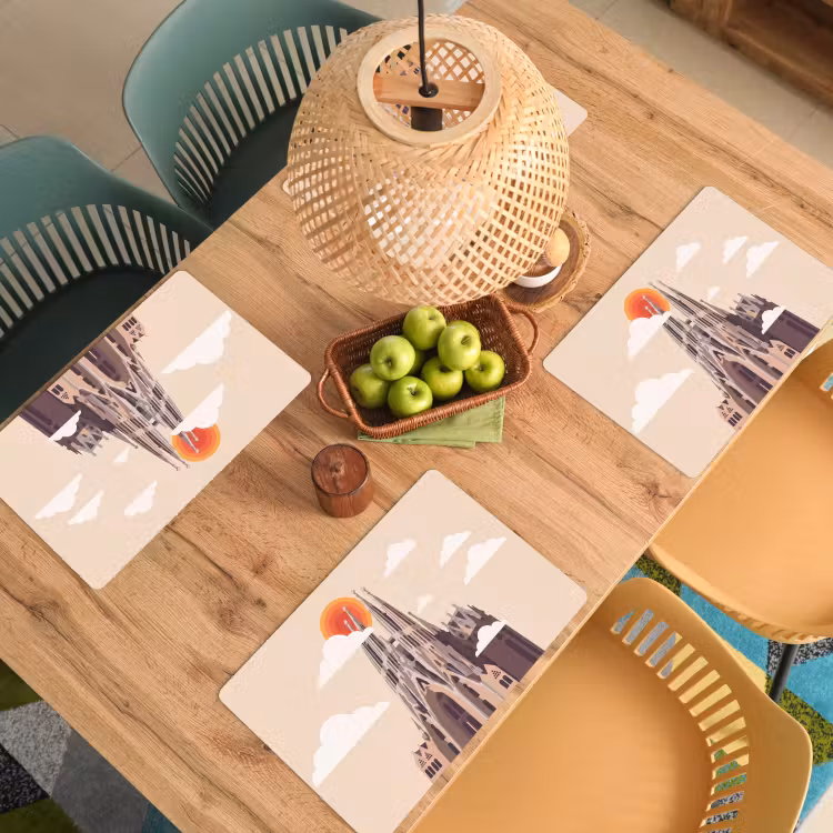 Placemat - 6 stuks - Gebouw - Torens - Architectuur - Abstract - Zonsondergang — 6