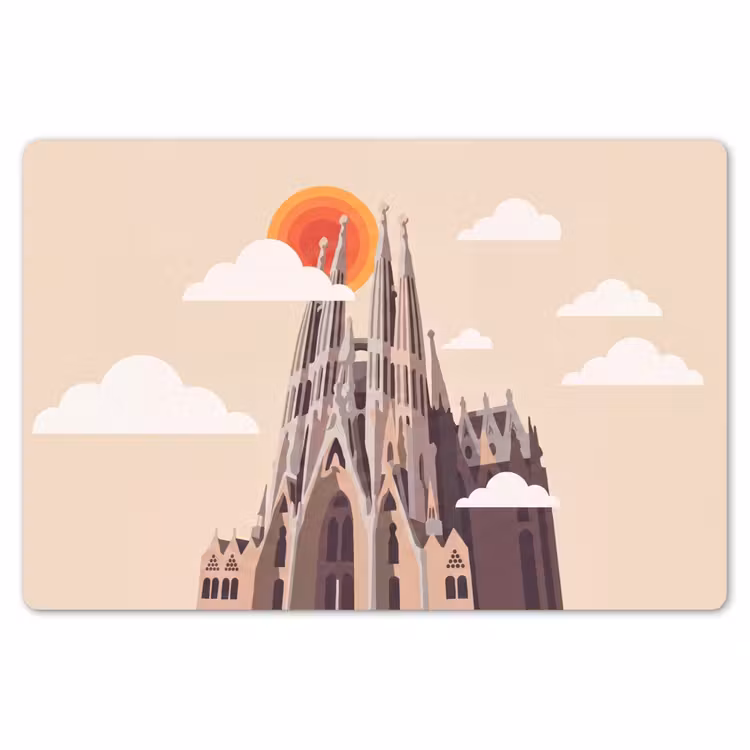 Placemat - 6 stuks - Gebouw - Torens - Architectuur - Abstract - Zonsondergang — 7