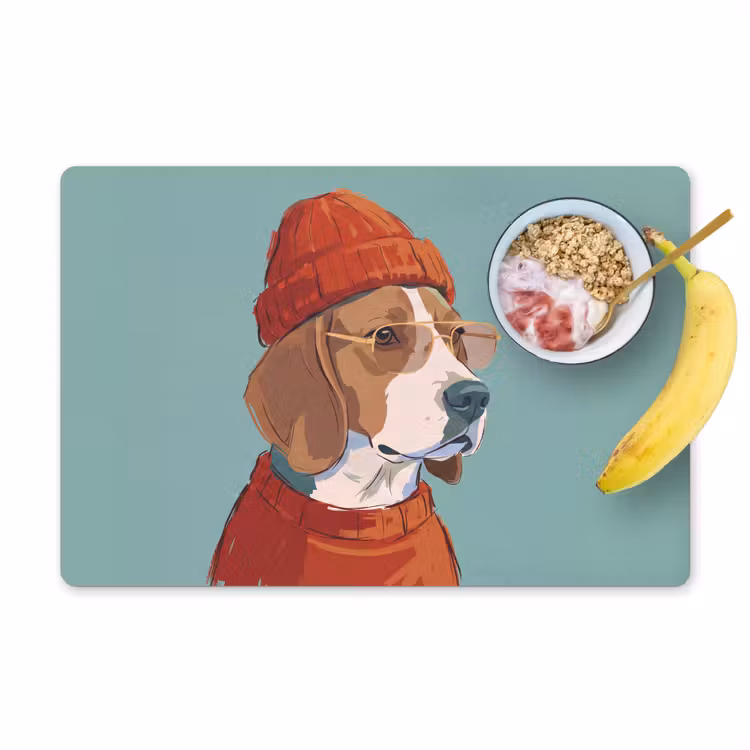 Placemat - 6 stuks - Hond - Beanie - Zonnebril - Dieren - Modern — 1