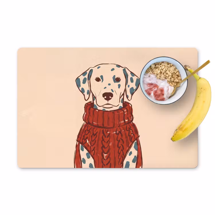 Placemat - 6 stuks - Hond - Trui - Winter - Dieren - Rood — 1