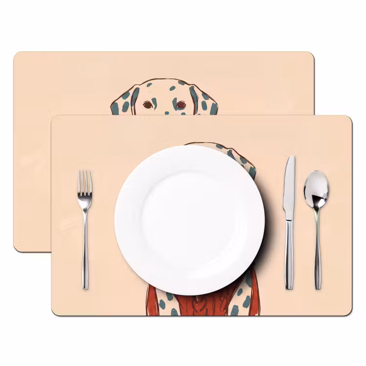 Placemat - 6 stuks - Hond - Trui - Winter - Dieren - Rood — 2