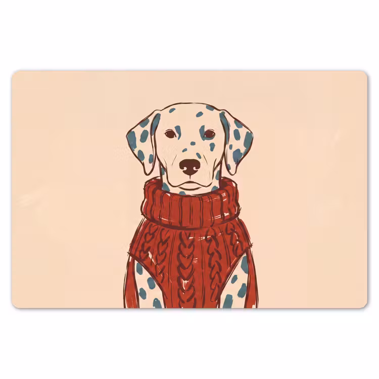 Placemat - 6 stuks - Hond - Trui - Winter - Dieren - Rood — 7