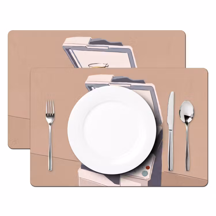 Placemat - 6 stuks - Kantoor - Drank - Humor - Illustratie — 2