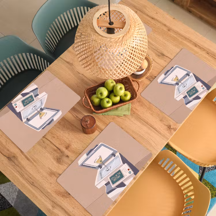 Placemat - 6 stuks - Kantoor - Drank - Humor - Illustratie — 6