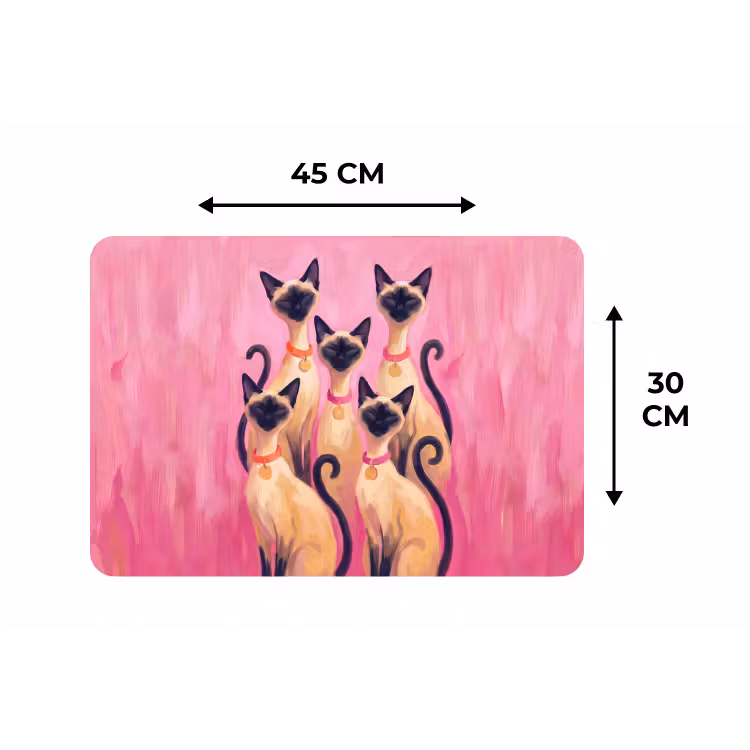 Placemat - 6 stuks - Kat - Groep - Dieren - Modern - Roze — 3