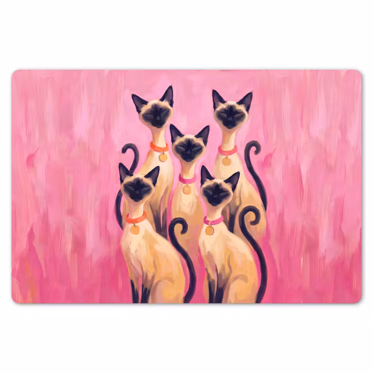 Placemat - 6 stuks - Kat - Groep - Dieren - Modern - Roze — 7