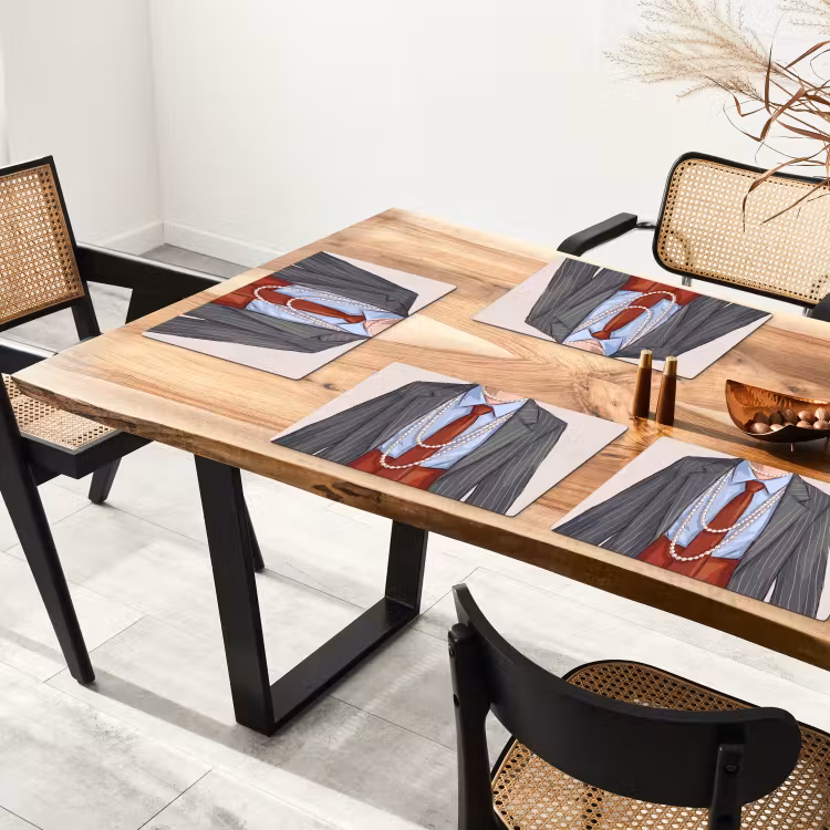 Placemat - 6 stuks - Kleding - Strik - Parels - Klassiek - Mode — 5