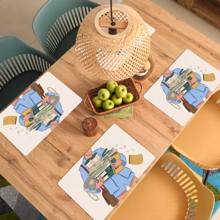 Placemat - 6 stuks - Mens - Kantoorartikelen - Werk - Modern — 6