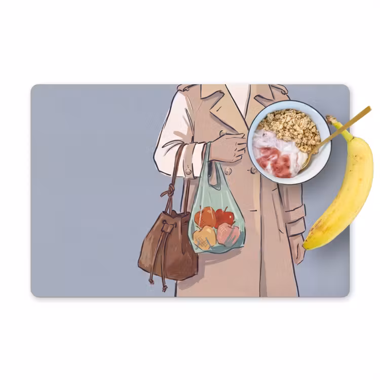 Placemat - 6 stuks - Mensen - Boodschappen - Stadsleven - Modern - Kleurrijk — 1