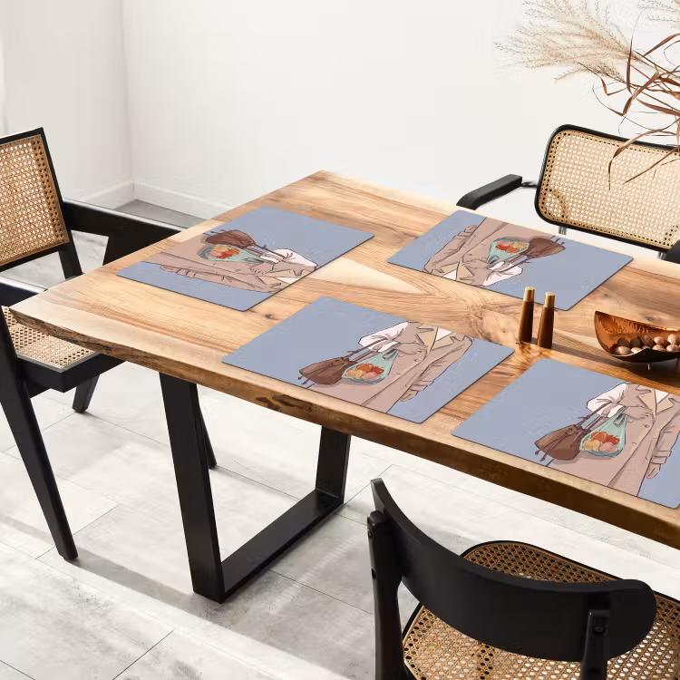 Placemat - 6 stuks - Mensen - Boodschappen - Stadsleven - Modern - Kleurrijk — 5