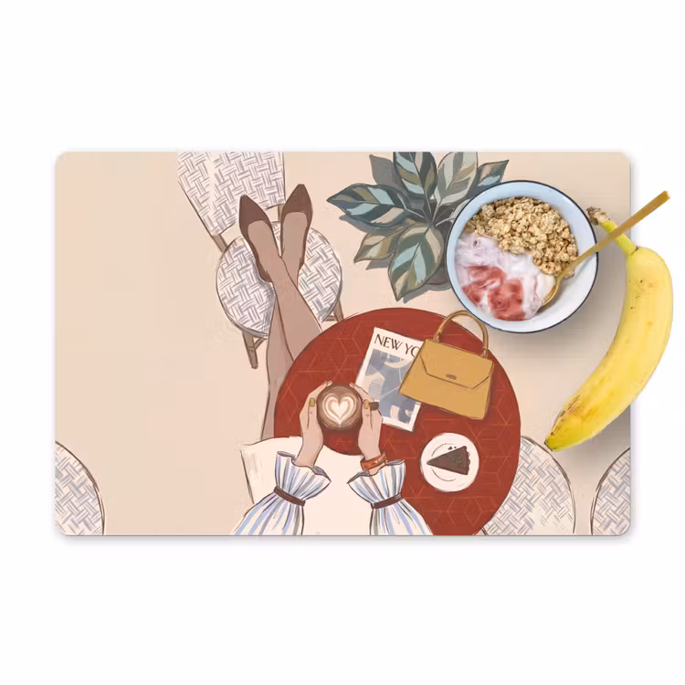 Placemat - 6 stuks - Mensen - Cafe - Koffie - Stadsleven - Modern — 1