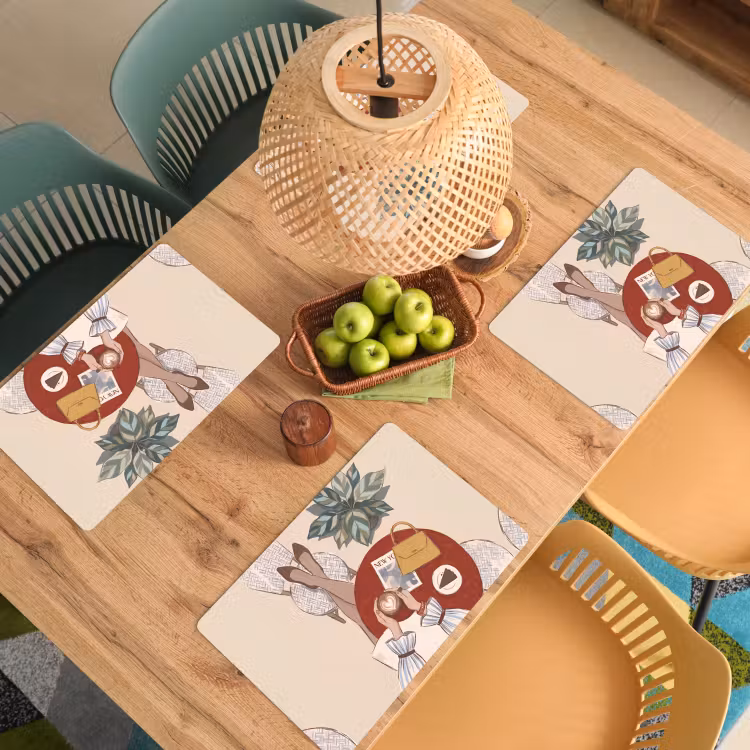 Placemat - 6 stuks - Mensen - Cafe - Koffie - Stadsleven - Modern — 6