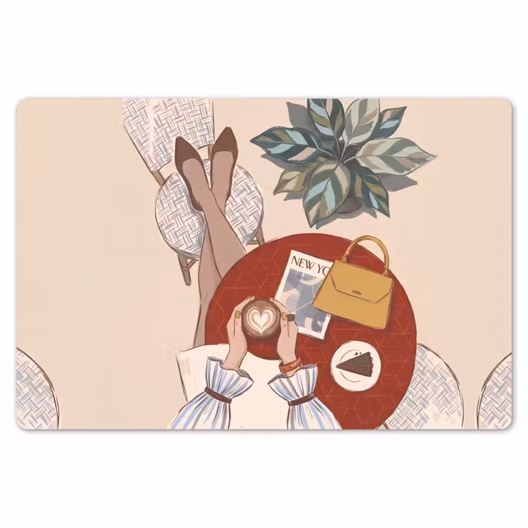 Placemat - 6 stuks - Mensen - Cafe - Koffie - Stadsleven - Modern — 7