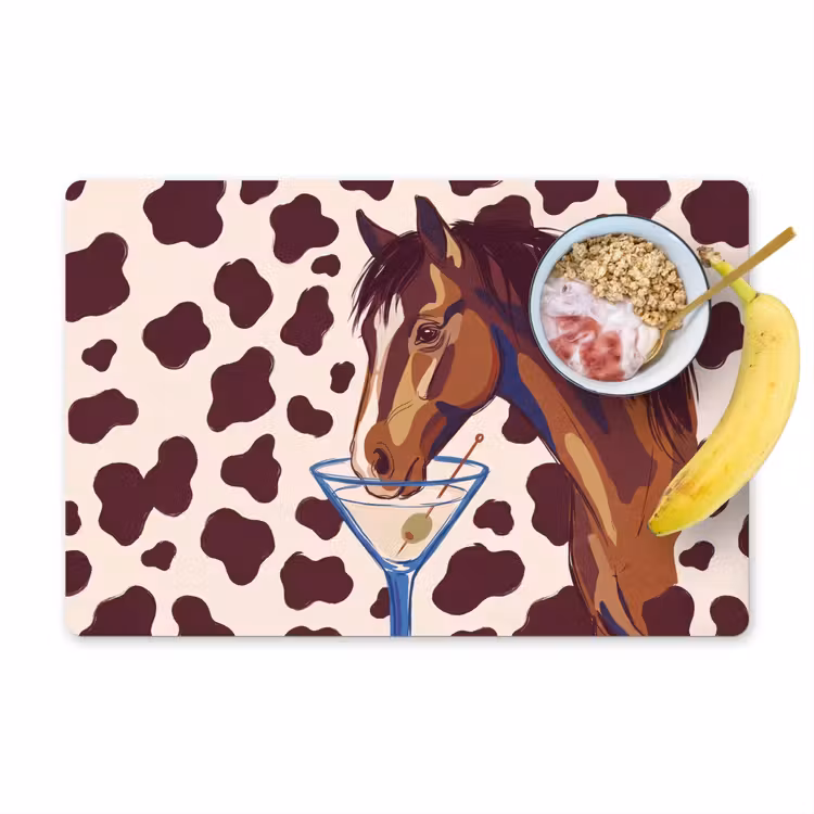 Placemat - 6 stuks - Paard - Martini - Dieren - Abstract - Bruin — 1