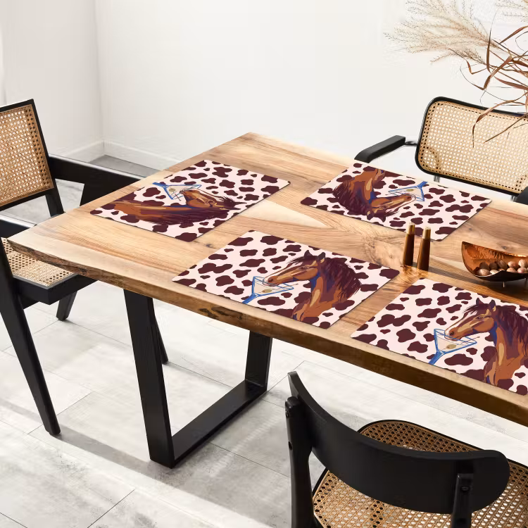 Placemat - 6 stuks - Paard - Martini - Dieren - Abstract - Bruin — 5