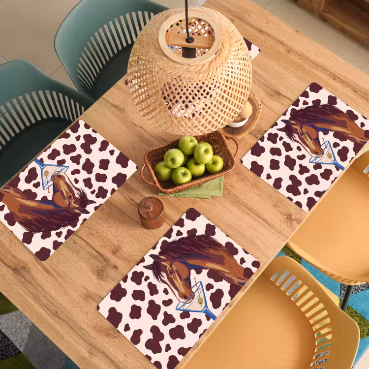 Placemat - 6 stuks - Paard - Martini - Dieren - Abstract - Bruin — 6