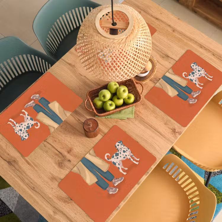 Placemat - 6 stuks - Persoon - Hond - Dieren - Illustratie - Modern — 6