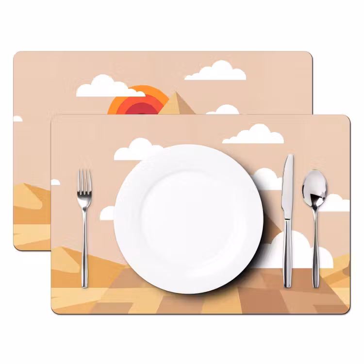 Placemat - 6 stuks - Piramide - Zon - Woestijn - Modern - Oranje — 2