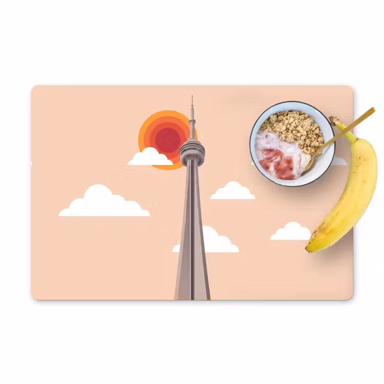 Placemat - 6 stuks - Stad - Gebouw - Architectuur - Retro - Oranje — 1
