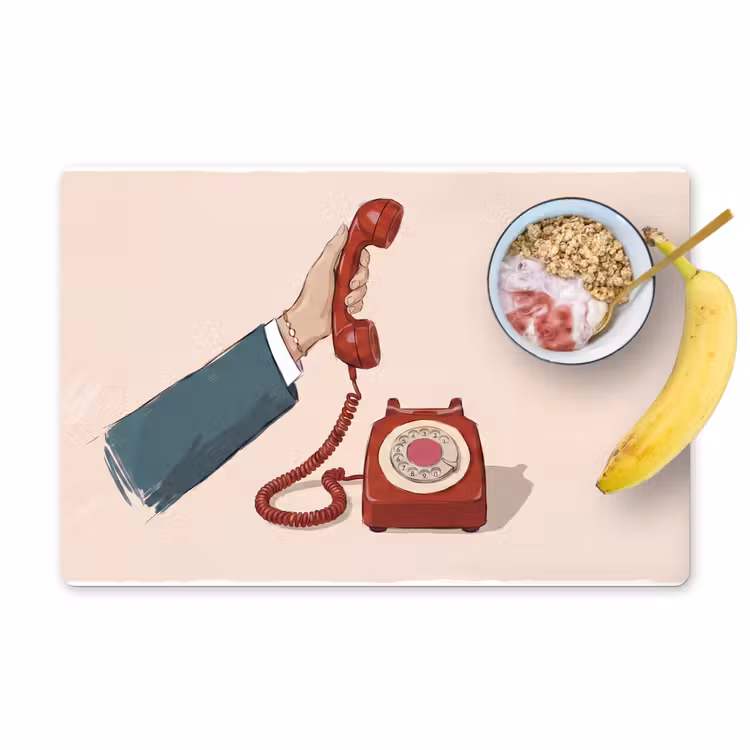 Placemat - 6 stuks - Telefoon - Hand - Vintage - Communicatie - Rood — 1