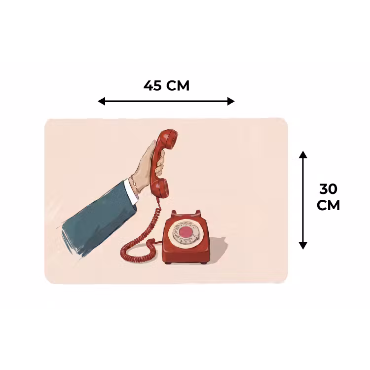 Placemat - 6 stuks - Telefoon - Hand - Vintage - Communicatie - Rood — 3