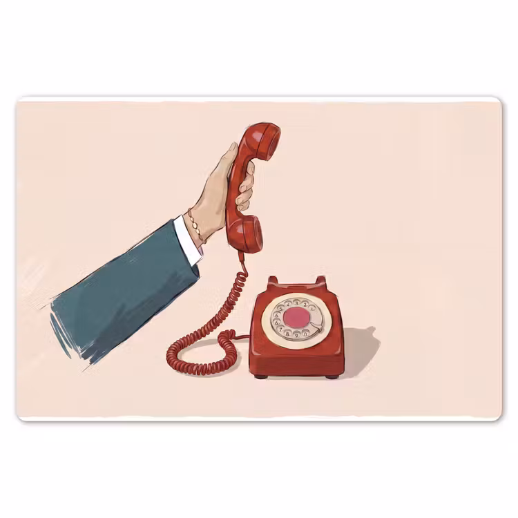 Placemat - 6 stuks - Telefoon - Hand - Vintage - Communicatie - Rood — 7
