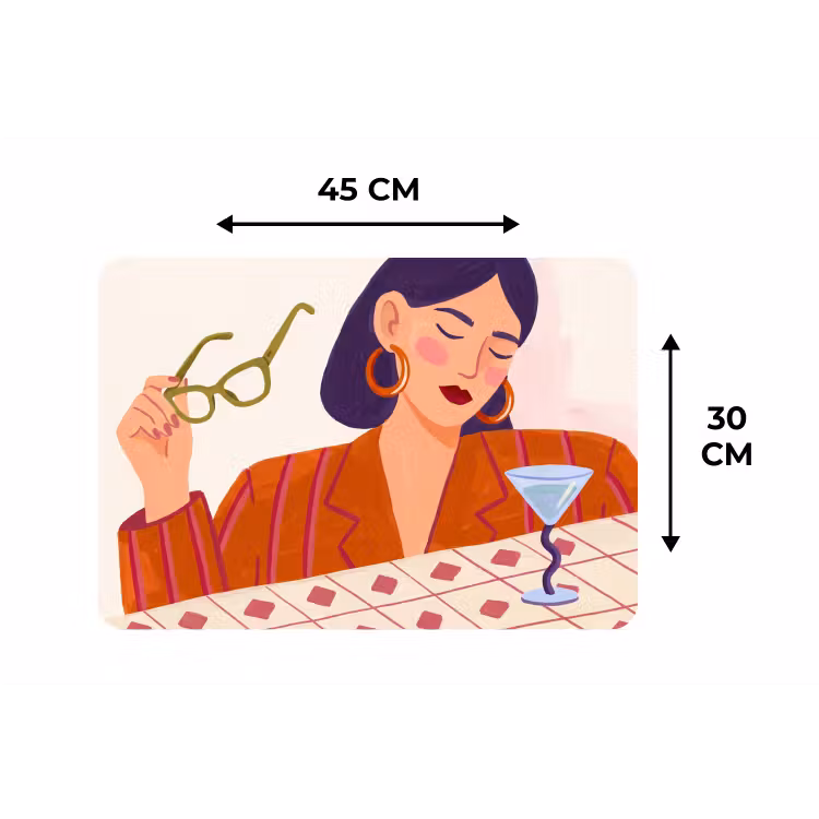 Placemat - 6 stuks - Vrouw - Bril - Cocktail - Illustratie - Modern — 3