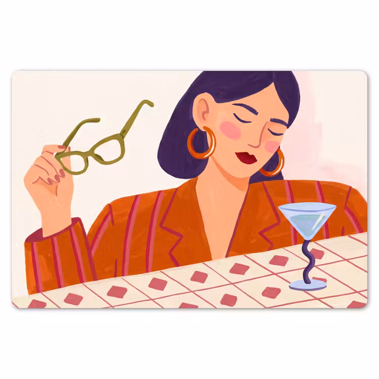 Placemat - 6 stuks - Vrouw - Bril - Cocktail - Illustratie - Modern — 7