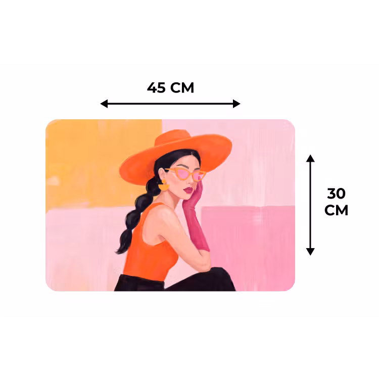 Placemat - 6 stuks - Vrouw - Hoed - Mode - Modern - Oranje — 3