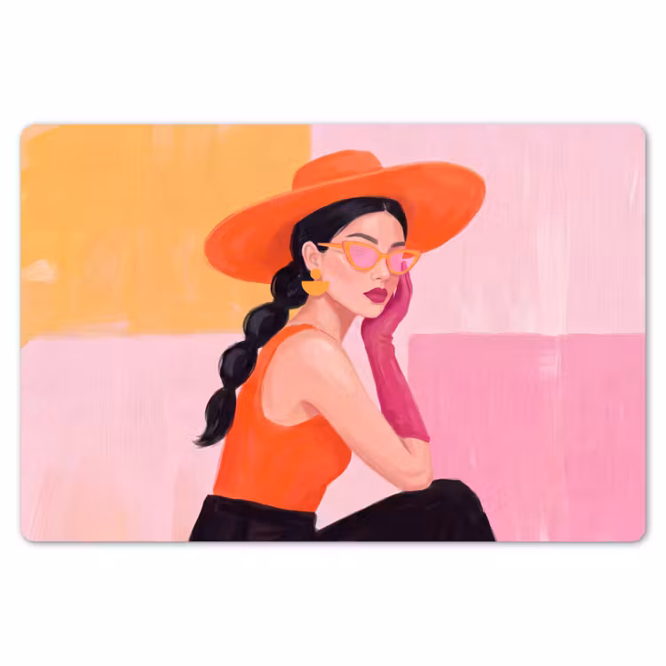 Placemat - 6 stuks - Vrouw - Hoed - Mode - Modern - Oranje — 7