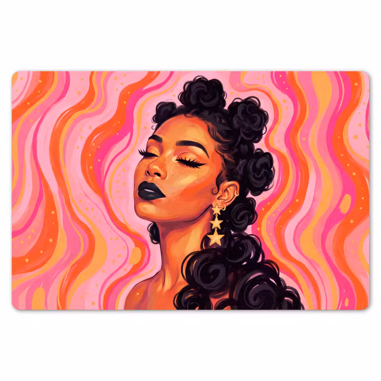 Placemat - 6 stuks - Vrouw - Portret - Abstract - Kleurrijk - Roze — 7