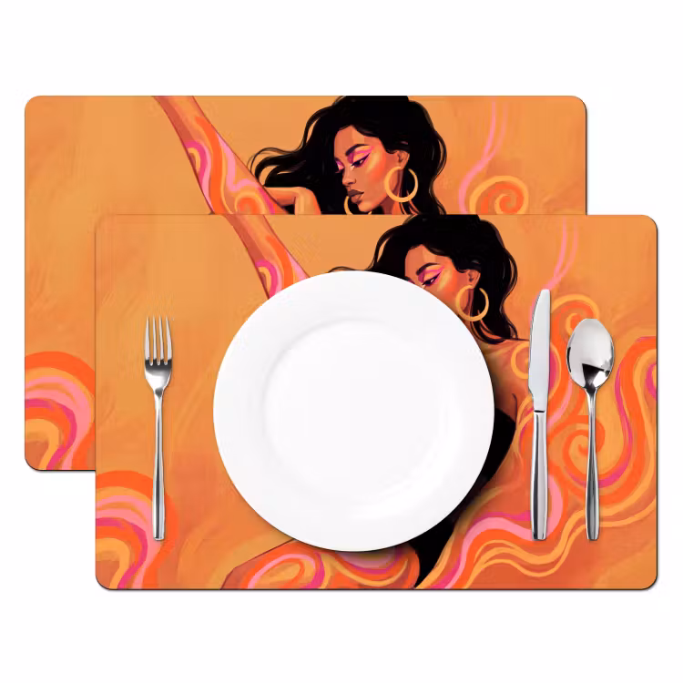 Placemat - 6 stuks - Vrouw - Portret - Abstract - Modern - Kleurrijk — 2