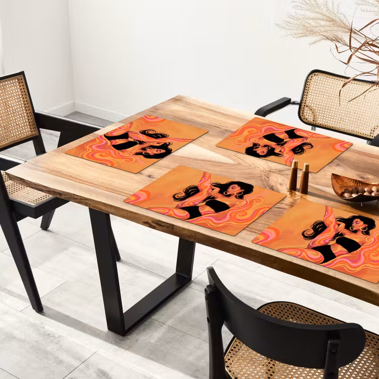 Placemat - 6 stuks - Vrouw - Portret - Abstract - Modern - Kleurrijk — 5