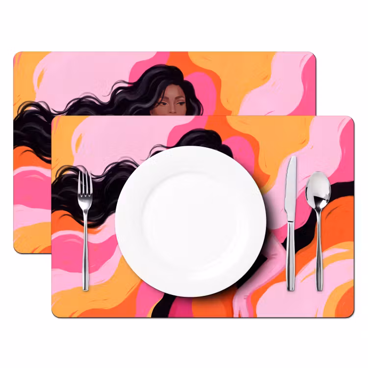 Placemat - 6 stuks - Vrouw - Portret - Kleurrijk - Modern - Kunst — 2