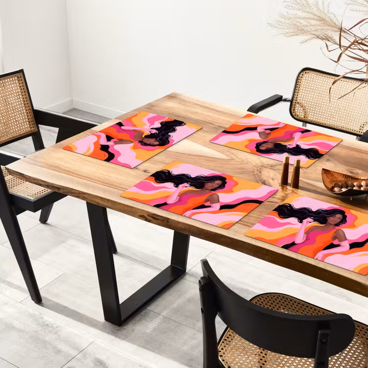Placemat - 6 stuks - Vrouw - Portret - Kleurrijk - Modern - Kunst — 5
