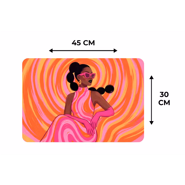Placemat - 6 stuks - Vrouw - Portret - Kunst - Abstract - Roze — 3