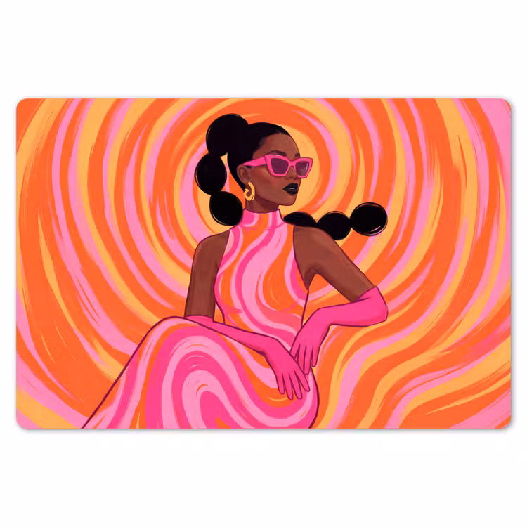 Placemat - 6 stuks - Vrouw - Portret - Kunst - Abstract - Roze — 7