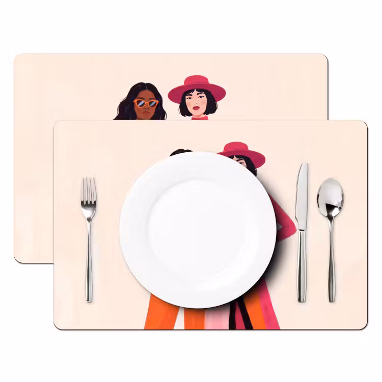 Placemat - 6 stuks - Vrouw - Twee - Mode - Abstract - Kleurrijk — 2