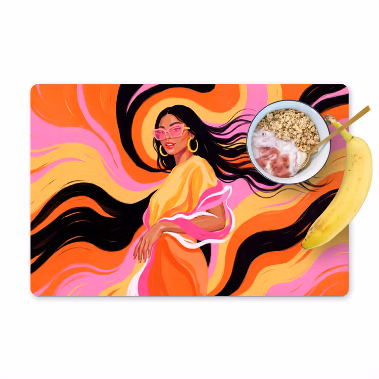 Placemat - 6 stuks - Vrouw - Zonnebril - Abstract - Kleurrijk — 1