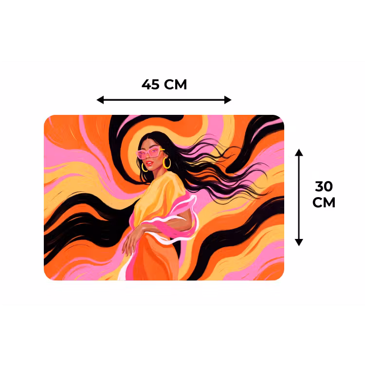 Placemat - 6 stuks - Vrouw - Zonnebril - Abstract - Kleurrijk — 3