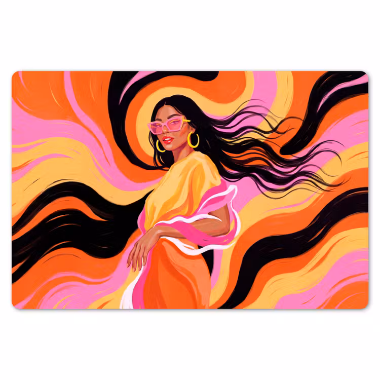 Placemat - 6 stuks - Vrouw - Zonnebril - Abstract - Kleurrijk — 7