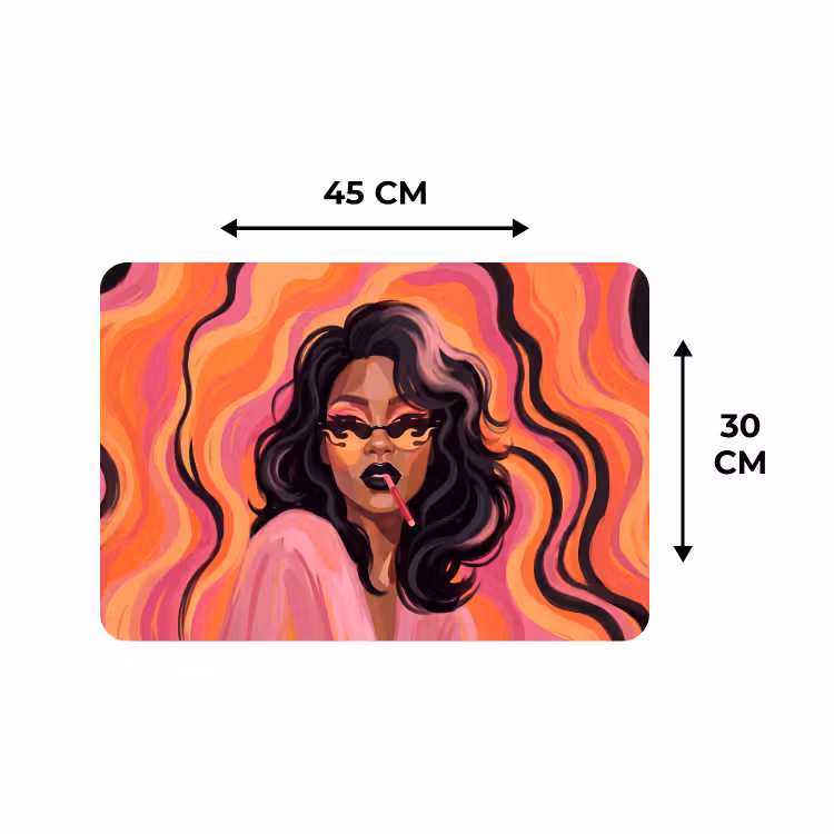 Placemat - 6 stuks - Vrouw - Zonnebril - Modern - Portret - Oranje — 3