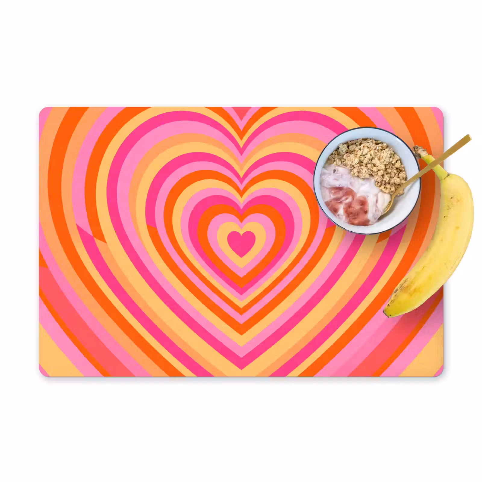 Placemat - 6 stuks - Hart - Concentrisch - Abstract - Liefde - Kleurrijk — 1