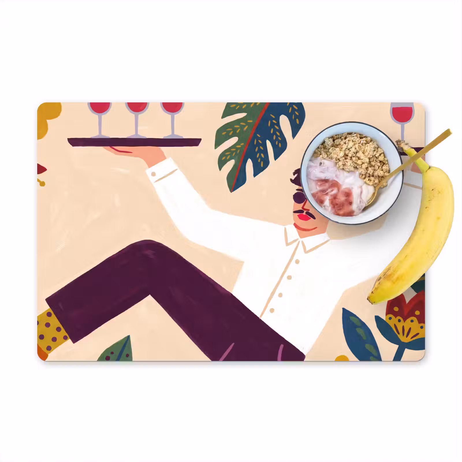 Placemat - 6 stuks - Mensen - Dienblad - Eten - Modern - Kleurrijk — 1