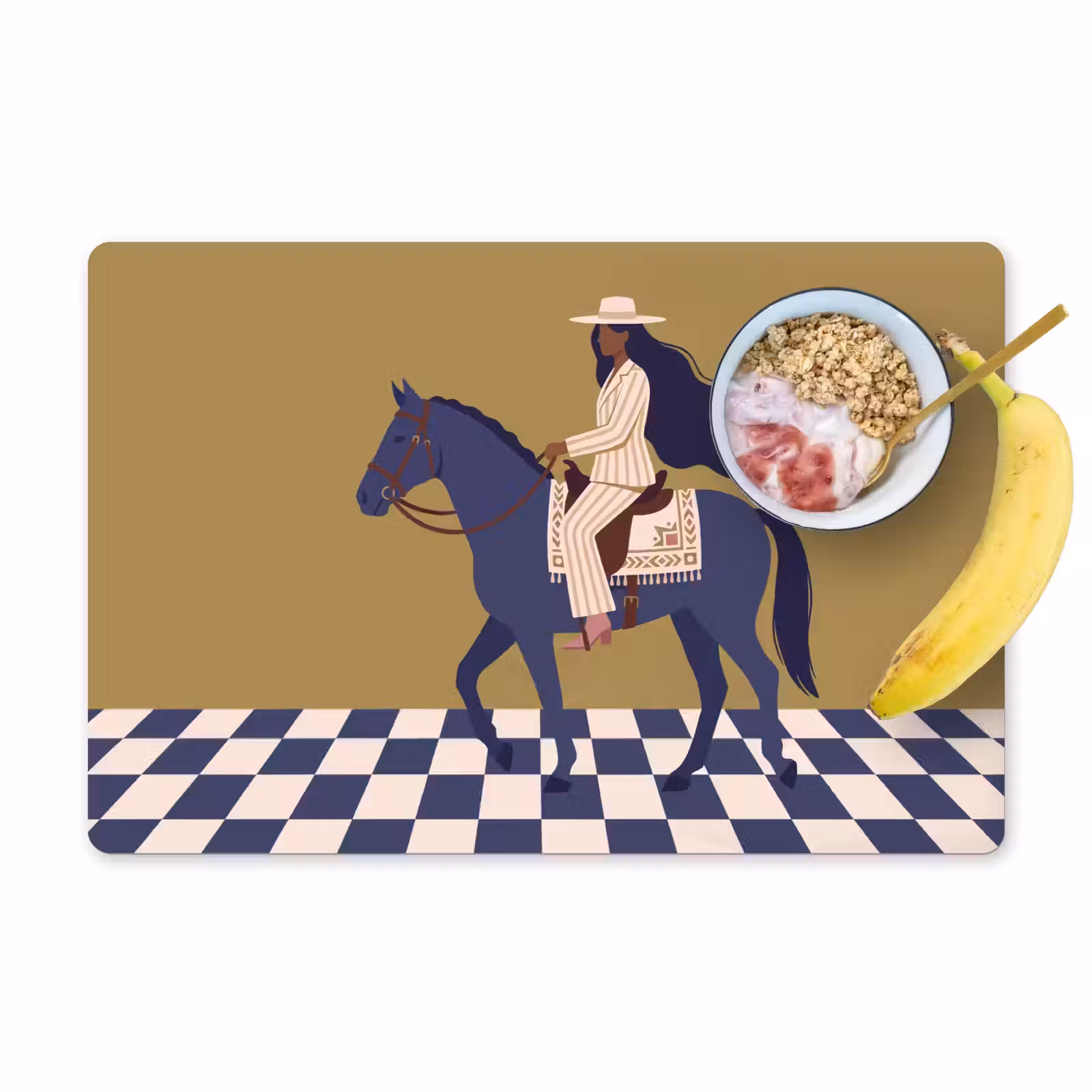 Placemat - 6 stuks - Vrouw - Paard - Rijden - Modern - Abstract — 1