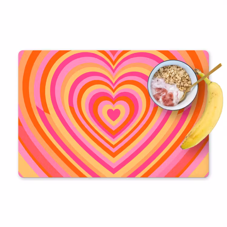 Placemat - 6 stuks - Hart - Concentrisch - Abstract - Liefde - Kleurrijk — 1