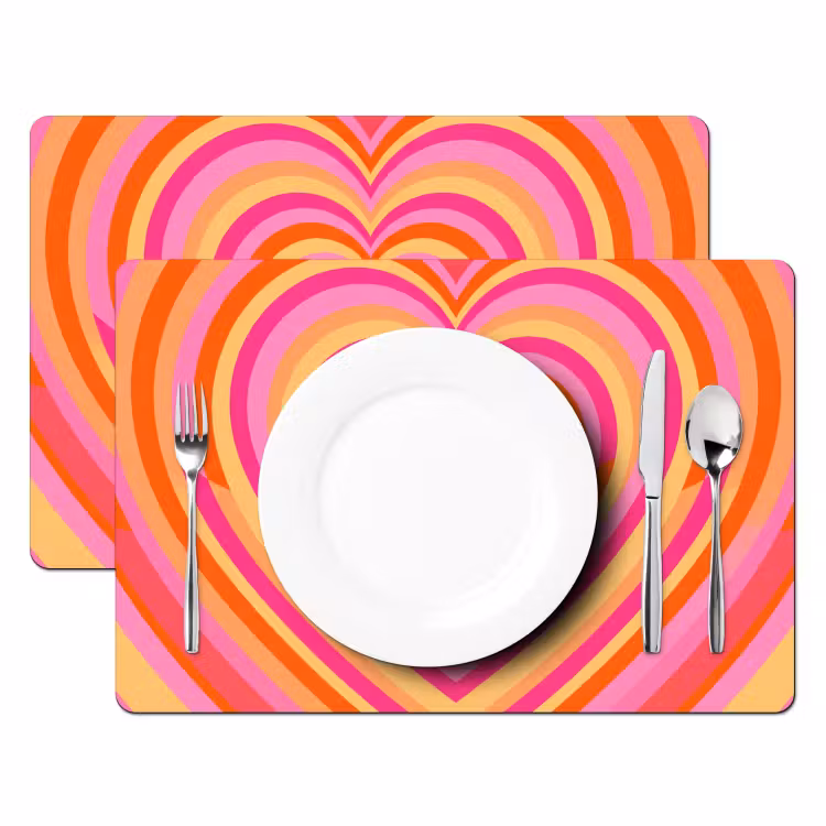Placemat - 6 stuks - Hart - Concentrisch - Abstract - Liefde - Kleurrijk — 2