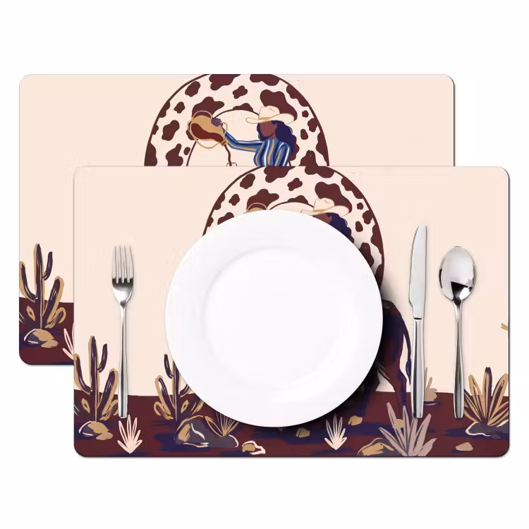 Placemat - 6 stuks - Mensen - Dieren - Cowboy - Abstract - Kleurrijk — 2
